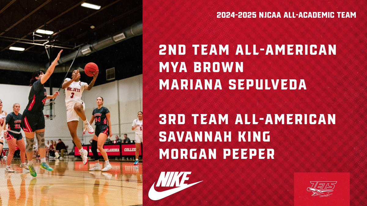 NOCEnidWBB's tweet image. We are proud to announce that our program was recognized as one of the NJCAA Academic Teams of the Year & 4 of our athletes were recognized to the Academic All-American Team
Mya Brown - 2nd Team
Mariana Sepulveda - 2nd Team
Savannah King - 3rd Team
Morgan Peeper - 3rd Team
