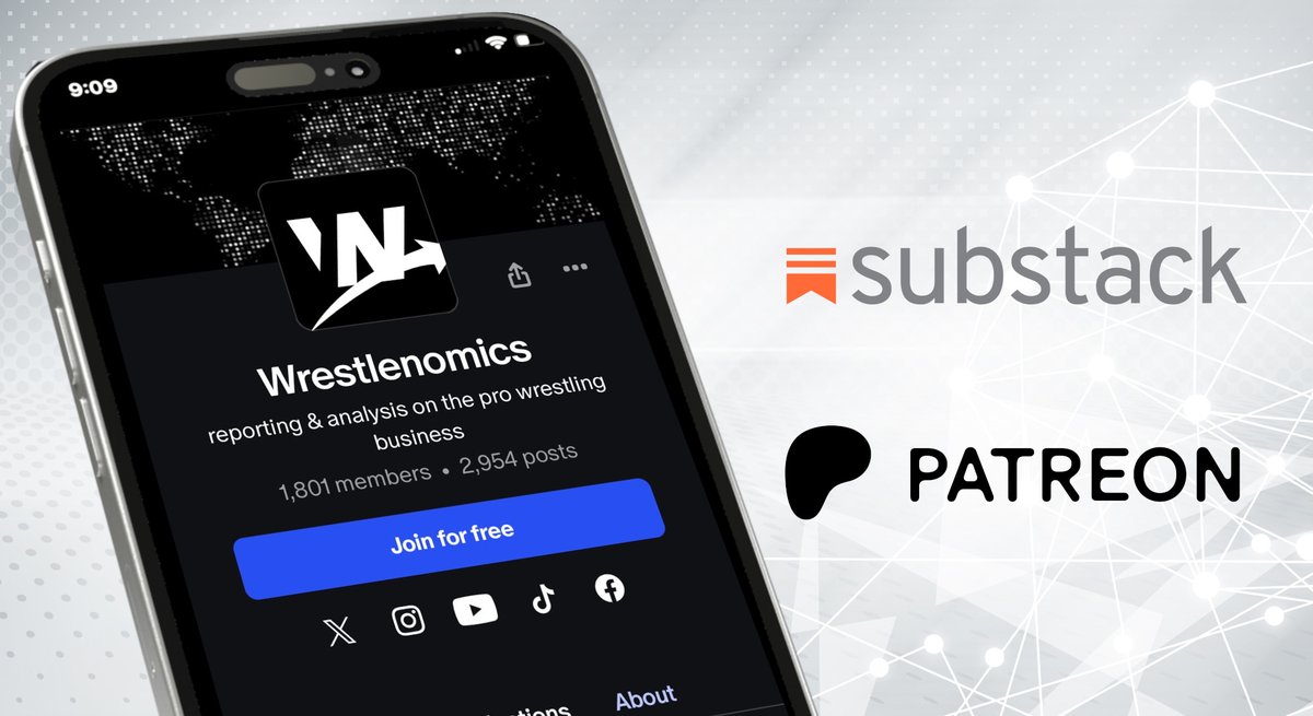 wrestlenomics's tweet image. Learn what the numbers actually mean.

- TV ratings
- Attendance trends
- Top YouTube segments

Put in proper context with every new AEW &amp;amp; WWE episode.

Substack: wrestlenomics.substack.com

Patreon: patreon.com/wrestlenomics