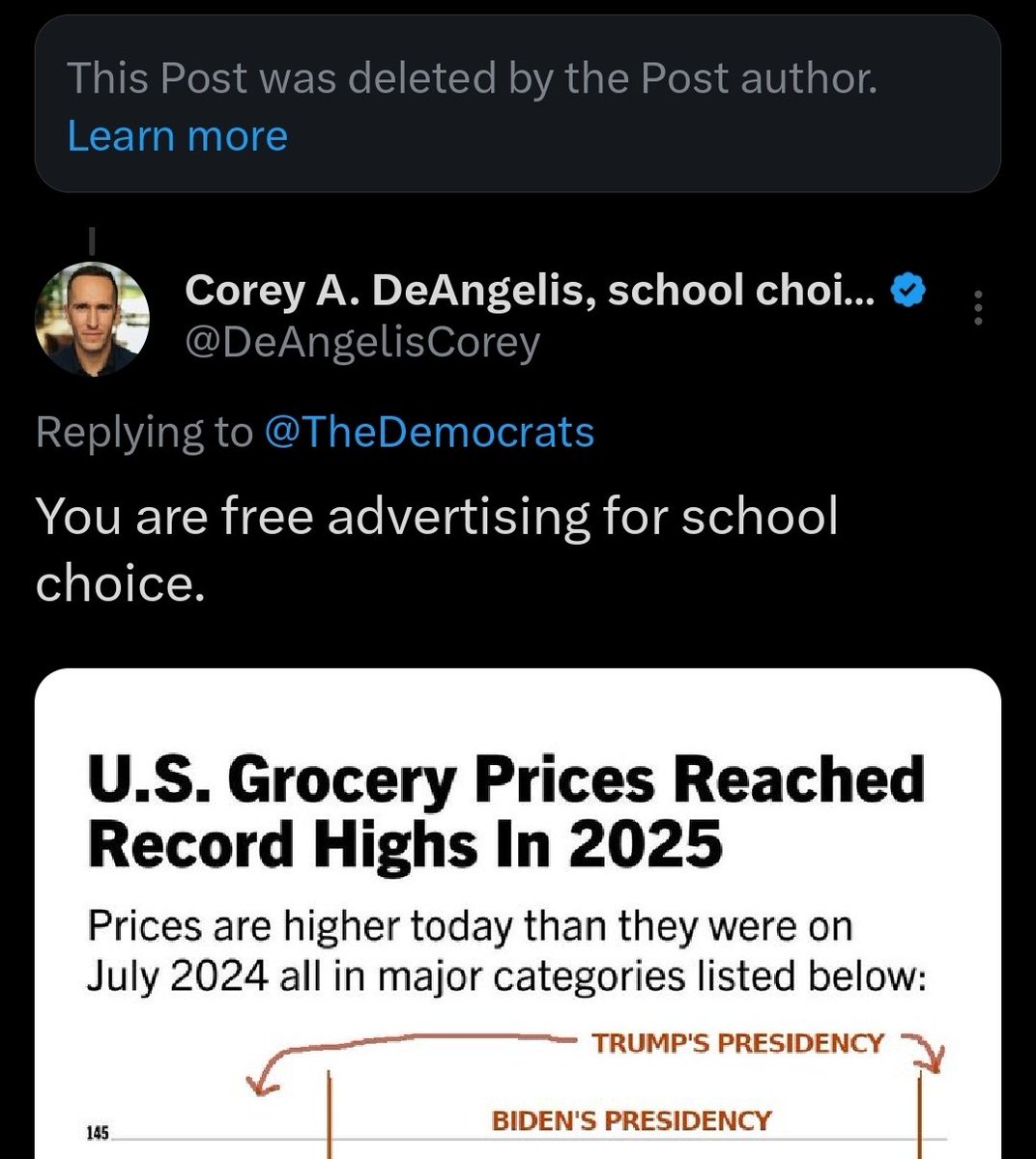 I replied to The Democrats before they deleted their self own.