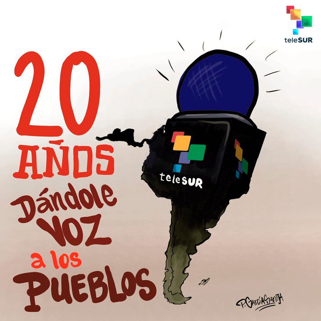 20 años la verdad
Desde el Sur en la pantallla
20 años de batalla
Y es el Sur la prioridad
Van haciendo realidad
Sueños d Chave y Fidel
20 años siendo fiel
A la palabra confianza
El Canal de la esperanza
El Sur se refleja en él

#DécimasDelAlma
#TeleSur 20 años