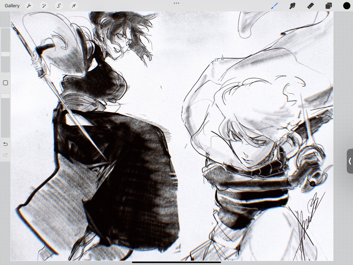 ItsAlpha___'s tweet image. What should I doodle … 👀

Oh and here is a quick fightscene sketch between ‘Tara and a moot’s oc on insta! #BLEACH