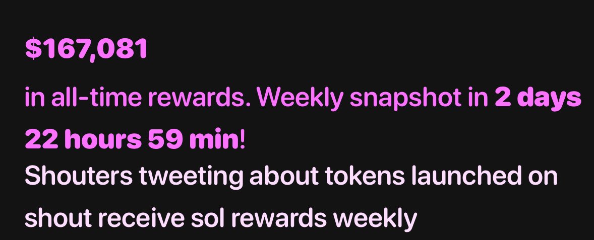 defi_made's tweet image. GM $SHOUT ers 🚀

⏳ Less than 3 days left until the next snapshot!

⚡ Double your $ENERGY to climb the leaderboard.

Remember: Quality &amp;gt; Quantity. Keep yapping and make it count 🤝