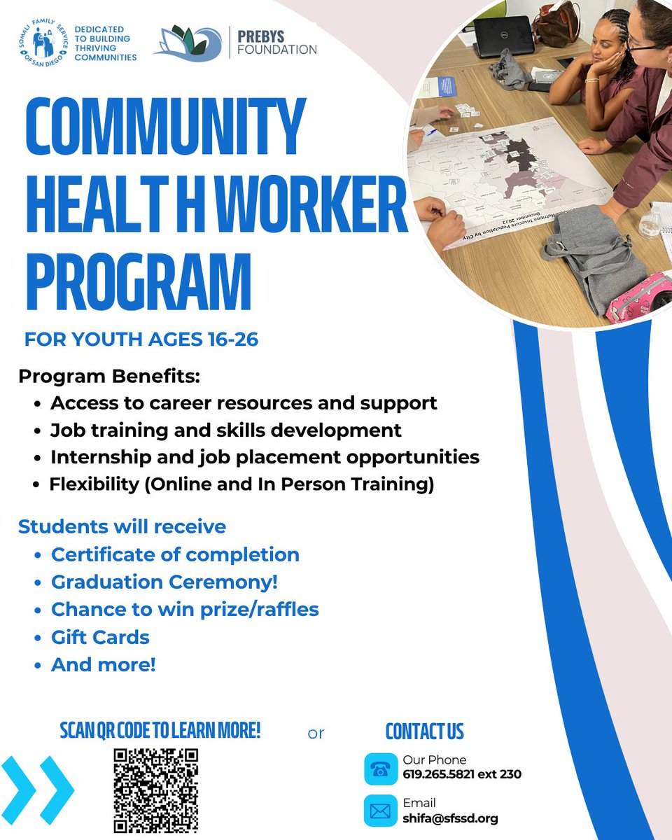 Great news! We're recruiting for our second cohort of CHW Program students as part of the Youth Workforce Grant Program, designed to uplift &amp; empower youth ages 16-26 from historically underrepresented communities, including refugees, immigrants and more! Thank you #PrebysFutures