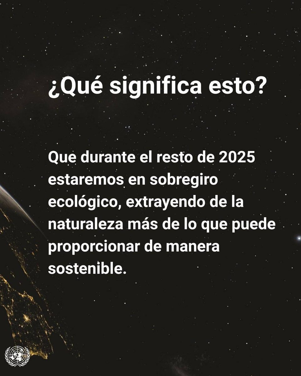 ONUMX's tweet image. Desde el jueves 24 de julio, el mundo ya ha consumido más recursos de los que pueden renovarse este año.
¿Qué acciones tomas tú para ayudar a construir un mundo más sostenible?
#ActúaAhora