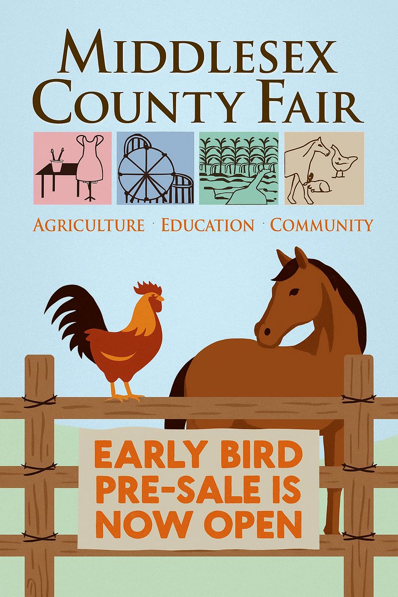 The 87th Annual Middlesex County Fair is August 4–10, 2025.

We can’t wait to welcome you back to one of New Jersey’s largest and most exciting summer traditions!

Early Bird Pre-Sale is NOW LIVE!

BUY YOUR TICKETS HERE - middlesexcountyfair.ticketspice.com/middlesex-coun…

This is your chance to:
Save up
