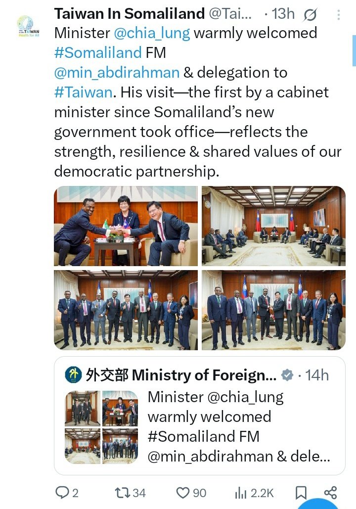 Somali Institute of Chinese Studies (@somali_ics) on Twitter photo The #Taiwanโ#Somaliland partnership is trending on X, frenziedly writing new chapters in cooperation. Meanwhile in #Somalia, the Chinese embassy is chasing kids for ๐ธ on $0.25 notebooks, hosting โcapacity-buildingโ tourism, & cosplaying as a humanitarian force no one asked for. The #Taiwanโ#Somaliland partnership is trending on X, frenziedly writing new chapters in cooperation. Meanwhile in #Somalia, the Chinese embassy is chasing kids for ๐ธ on $0.25 notebooks, hosting โcapacity-buildingโ tourism, & cosplaying as a humanitarian force no one asked for.