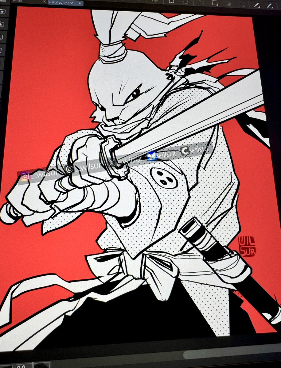 _wilsur's tweet image. This vacation has been great for a creativity reset… here’s a quick doodle of the rabbit ronin Usagi Yojimbo.
Cheers✨
.
#UsagiYoJimbo #TMNT