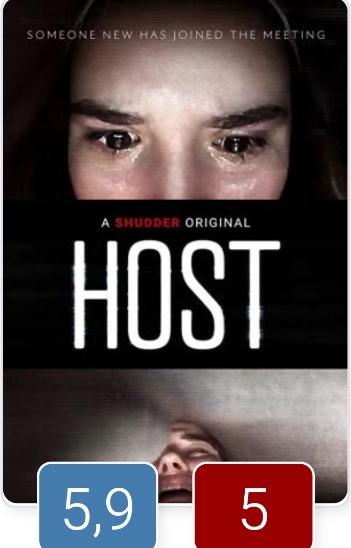 EL TERROR EN LOS TIEMPOS DEL COVID: arranca con una idea ingeniosa, una sesión espiritista por Zoom, pero más allá del formato, no aporta mucho nuevo. Sustos esperables, personajes poco desarrollados y final apurado. A pesar de esto, no aburre en el poco tiempo que dura.