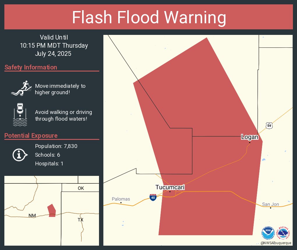 Flash Flood Warning including Tucumcari NM and  Logan NM until 10:15 PM MDT