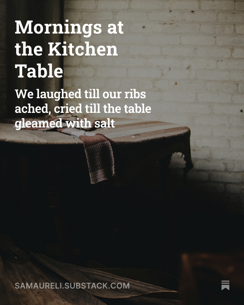 SamthePoet0731's tweet image. &quot;Morning&apos;s at the Kitchen Table&quot; just landed on my website. For those unable to navigate my Substack, this will be a little easier.

samaureli.com/f/mornings-at-…