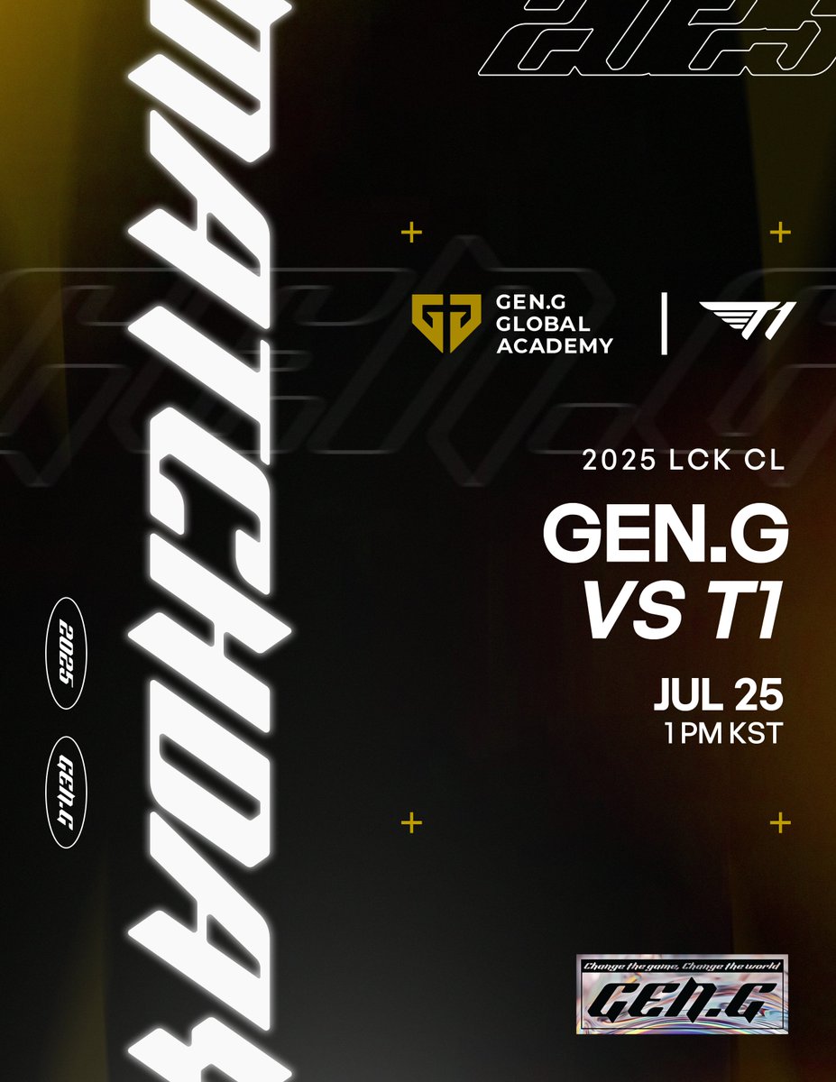 GenG_KR's tweet image. 𝟐𝟎𝟐𝟓 𝐋𝐂𝐊 𝐂𝐋 𝐑𝐞𝐠𝐮𝐥𝐚𝐫 𝐒𝐞𝐚𝐬𝐨𝐧
🕐 1 PM (KST)
🆚 T1
📺 LIVE | ch.sooplive.co.kr/afchall