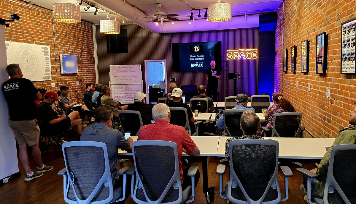 BitcoinNeil's tweet image. Lots of first timers @SpaceDenver. People are waking up and seeking financial literacy in the right place. @tatumturnup is on his phone but hes talking about #Bitcoin