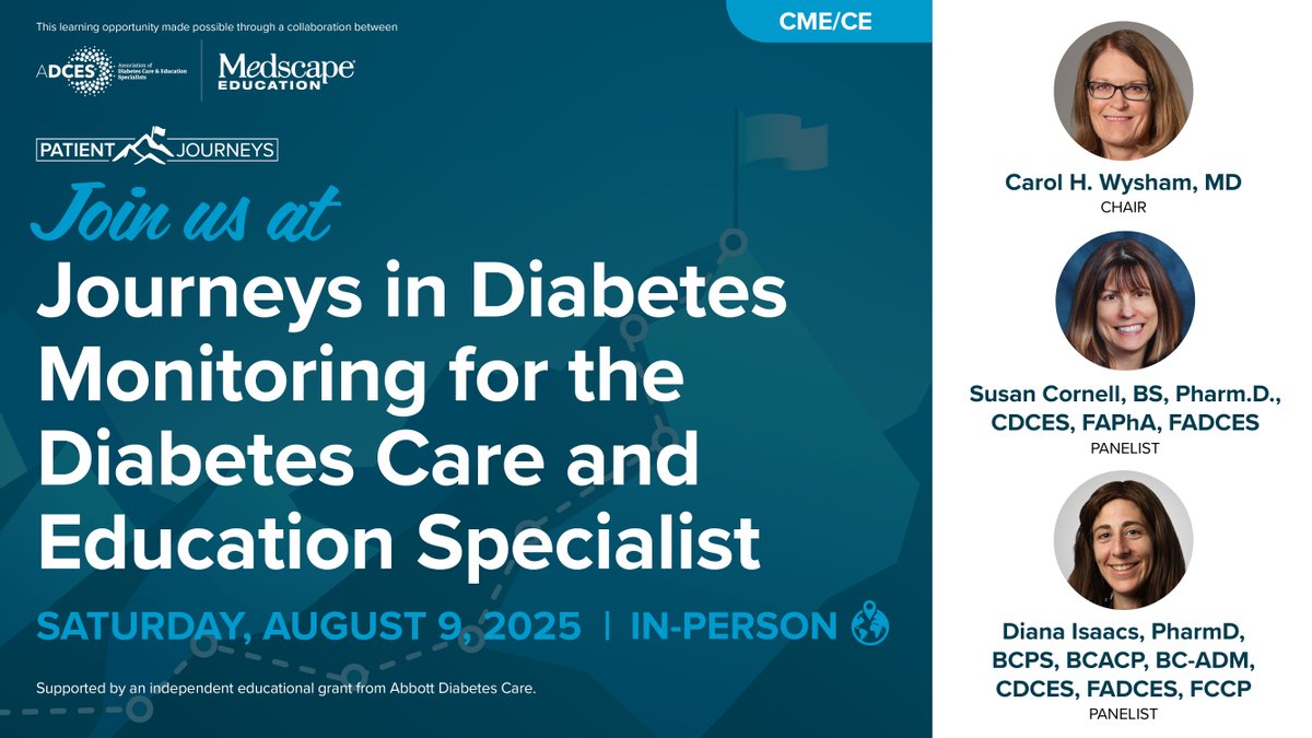 MedscapeLIVE's tweet image. π Ready to level up your diabetes care? Learn how CGM & diabetes tech improve outcomes, enhance management, & empower patients. π©ββοΈ Open to all diabetes care teams! ms.spr.ly/6012s1IRG
@DianaMIsaacs