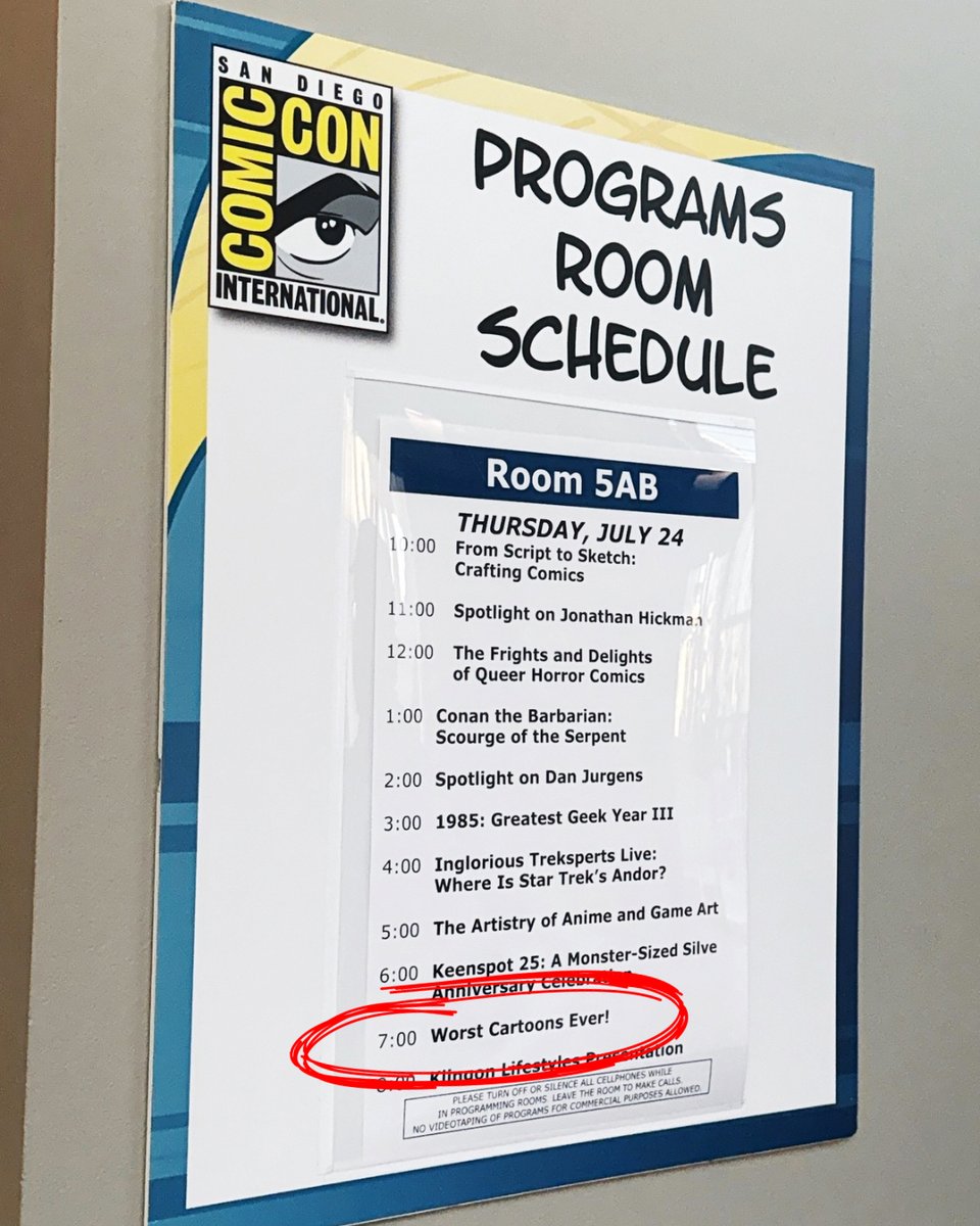ASIFAHollywood's tweet image. Join us at the Worst Cartoons Ever Panel, TODAY from 7:00pm - 8:00pm PDT, Room 5AB at San Diego Comic Con!!!
To learn more, visit: comic-con.org/cc/things-to-d…
#worstcartoonsever #asifahollywood