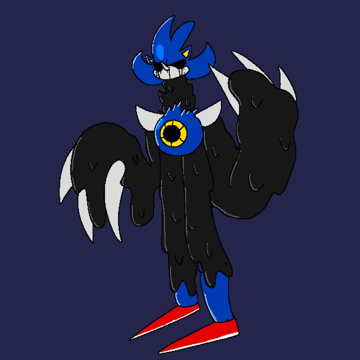 Straw_Zardy's tweet image. Made this chill fella. They are a slime-like entity that has taken a hold of some scrap metal sonic parts and made some armor with it. They appear in some sonic games, but they are mainly harmless. They do fight off virus anomalies in the games, though.
#Sonicexeoc
#sonicexe