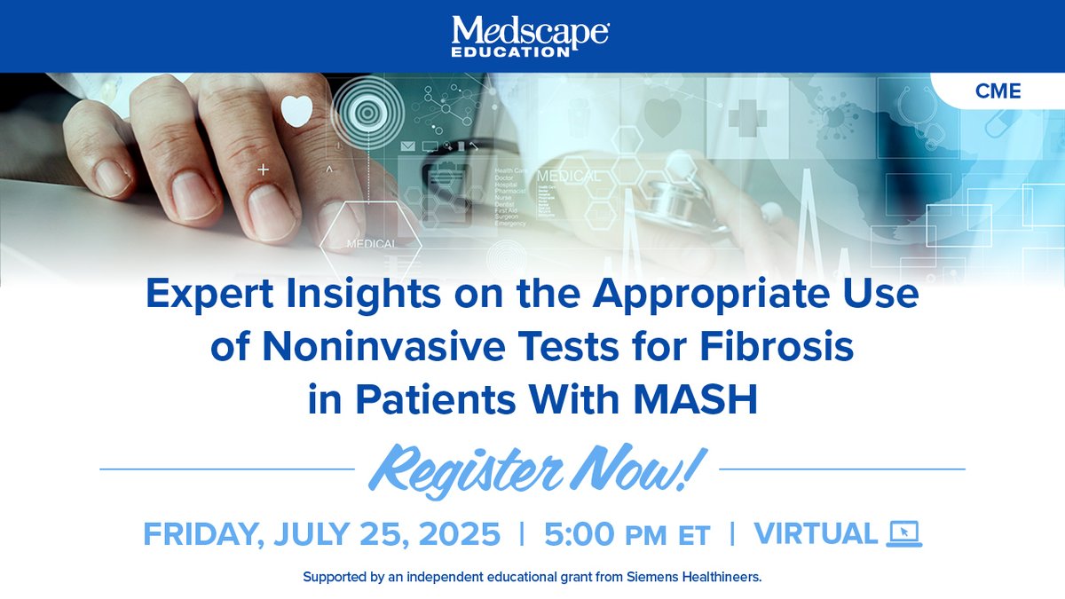 MedscapeLIVE's tweet image. π§ Understand the role of NITs in evaluating liver fibrosis in patients with MASH.
βοΈ Evidence-based
βοΈ Guideline-driven
βοΈ Practice-changing
Register now π ms.spr.ly/6011s1IuH
