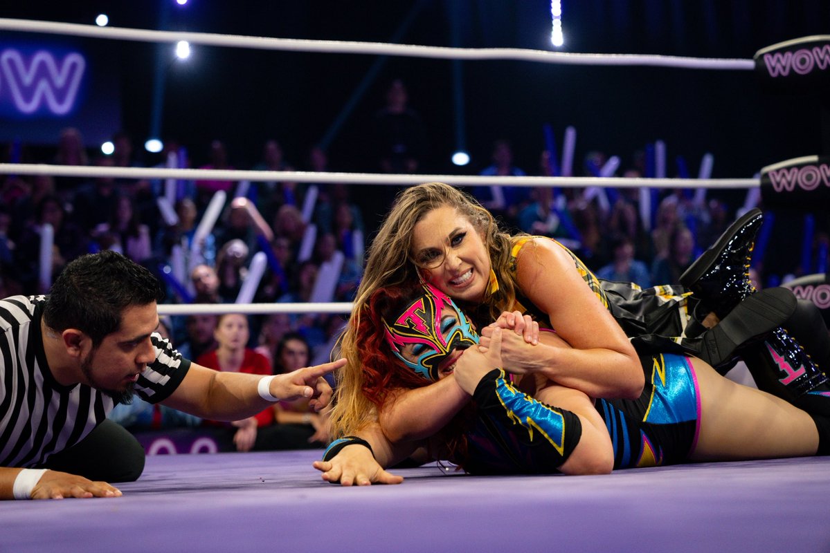 wowsuperheroes's tweet image. Is that The RULER cracking across Tormenta’s back?! 😲
The Classmaster and Samantha Smart are pulling every trick in the book to stop her from taking that title.
Catch the Full Episode on YouTube now!
#WomenOfWrestling #WOW #WOWTV #ProWrestling #FemaleWrestling #Wrestling