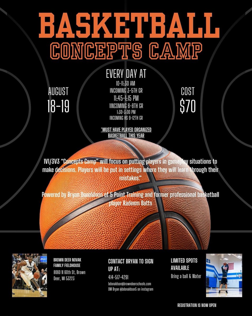 Bryan Donaldson (@bdonaldson5) on Twitter photo Can’t wait for this one! Teaming up with <a href="/KBatts10/">Kadeem Batts</a> for this camp. Great environment for players to learn concepts and making decisions while PLAYING! #5Pointmke Can’t wait for this one! Teaming up with <a href="/KBatts10/">Kadeem Batts</a> for this camp. Great environment for players to learn concepts and making decisions while PLAYING! #5Pointmke