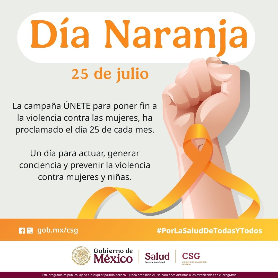 DeSalubridad's tweet image. 🗓️25 de julio | Día Naranja
Como cada 25 de mes, pinta tu día de naranja 🧡y actúa generando conciencia para prevenir la violencia contra mujeres y niñas .
#PorLaSaludDeTodasYTodos
