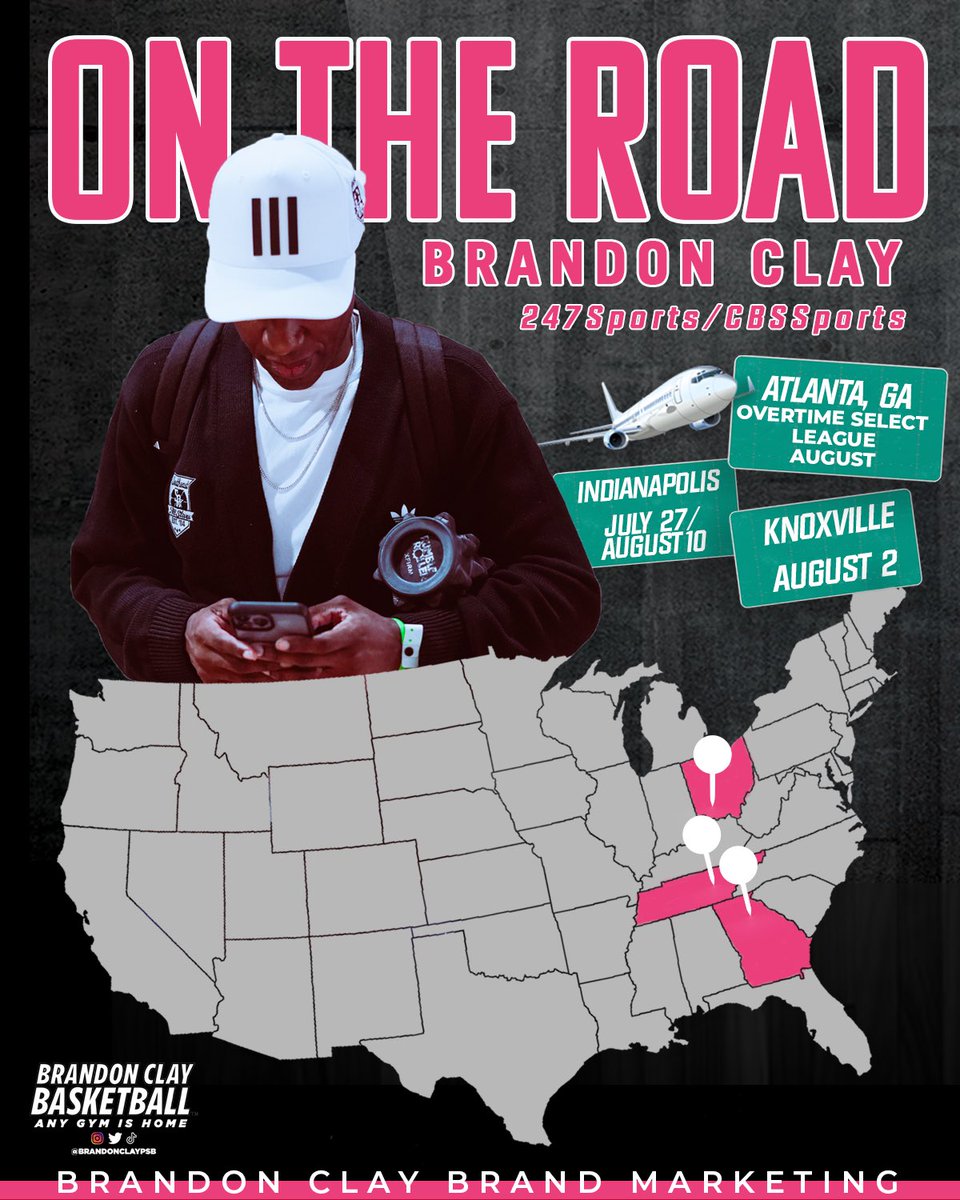 B r a n d o n C l a y (@brandonclaypsb) on Twitter photo Brandon Clay Scouting | Powered by @brandonclaypsb & <a href="/CBSSports/">CBS Sports</a> | <a href="/247Sports/">247Sports</a>
Late July / Early August 🗓️ is PACKED!!!
📍Indy: July 27 / August 10
📍Knoxville: August 2 <a href="/XavierSoHoops/">Xavier Johnson</a>
📍Atlanta: August 2/3, 9 & 16/17 Brandon Clay Scouting | Powered by @brandonclaypsb & <a href="/CBSSports/">CBS Sports</a> | <a href="/247Sports/">247Sports</a>
Late July / Early August 🗓️ is PACKED!!!
📍Indy: July 27 / August 10
📍Knoxville: August 2 <a href="/XavierSoHoops/">Xavier Johnson</a>
📍Atlanta: August 2/3, 9 & 16/17