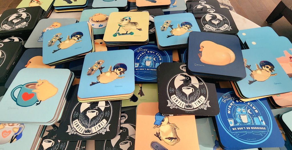 Making a zillion coaster sets today at home! These are gonna be for AniRevo, Animethon and Fan Expo Canada in August!