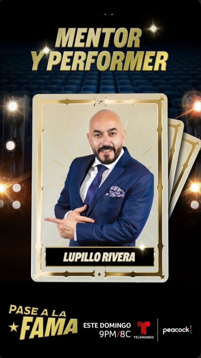 ¡Atención, compas! 🤠🔥 Una leyenda viva de la música llega a #PaseALaFama…¡Lupillo Rivera se une como mentor y además se adueña del escenario con un  performer! Prepárense para una noche que va a retumbar 🎤🎶 
Este domingo en Pase a la Fama a las 9PM/8C por #Telemundo