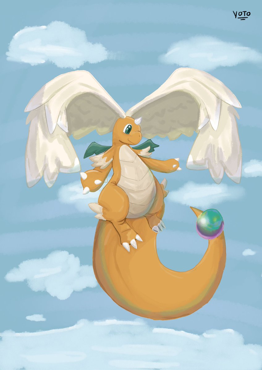 Yotoo_21's tweet image. Aqui un humilde mega dragonite #megadragonite #Dragonite #Pokemon #digitalpainting #digitalart #pokemonfanart