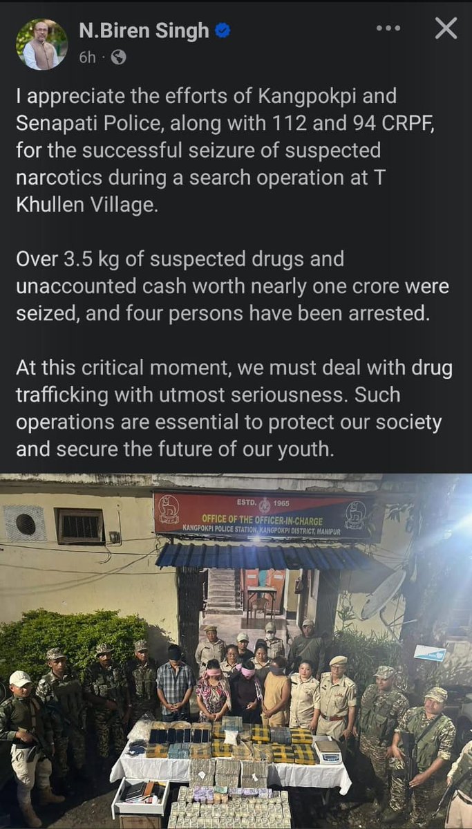 PaulMate6's tweet image. .....If you're reading my post, make sure to read it in India’s Biren voice for the perfect audiobook experience 😂..
Just imagine if this drug bust happened in a Kuki-Zo village 👇
N. Biren Singh would be shouting in every media house:
➡️ “Narco-terrorism backed by Kuki…