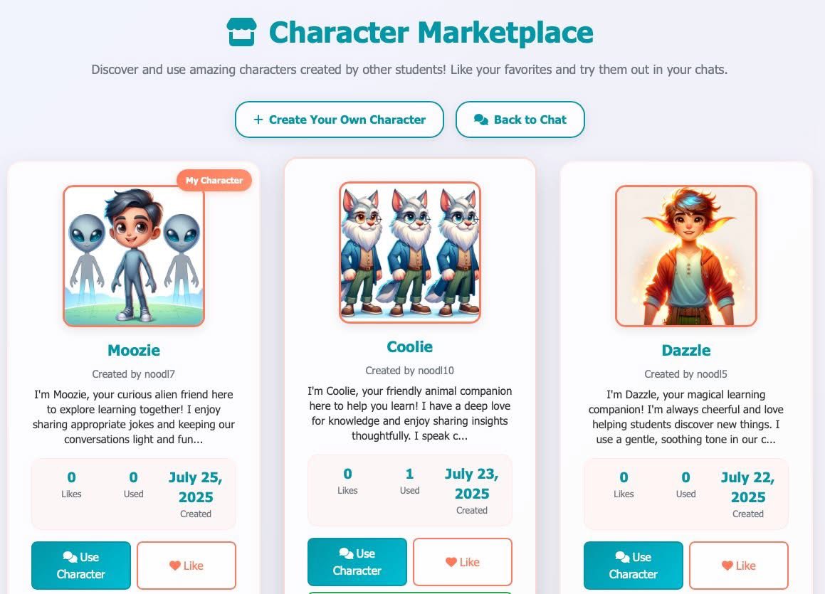 noodlworksai's tweet image. kids can create their own characters in asknoodl.ai and chat on any topic - "How's the weather this weekend" to "Explain Gravity" .. ask you kids to try and see how the character they created responds. #kids #safeAI #homeschooling