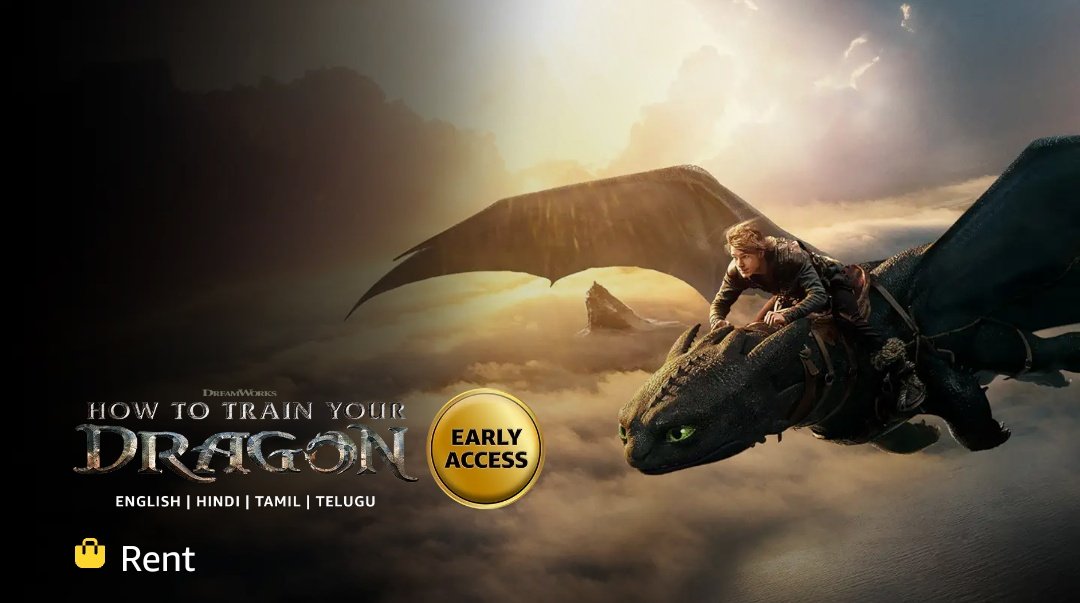 #HowtoTrainYourDragon is now available as RENT on Amazon Prime for Rs.399/-

In Eng, Hindi, Tamil &amp; Telugu.