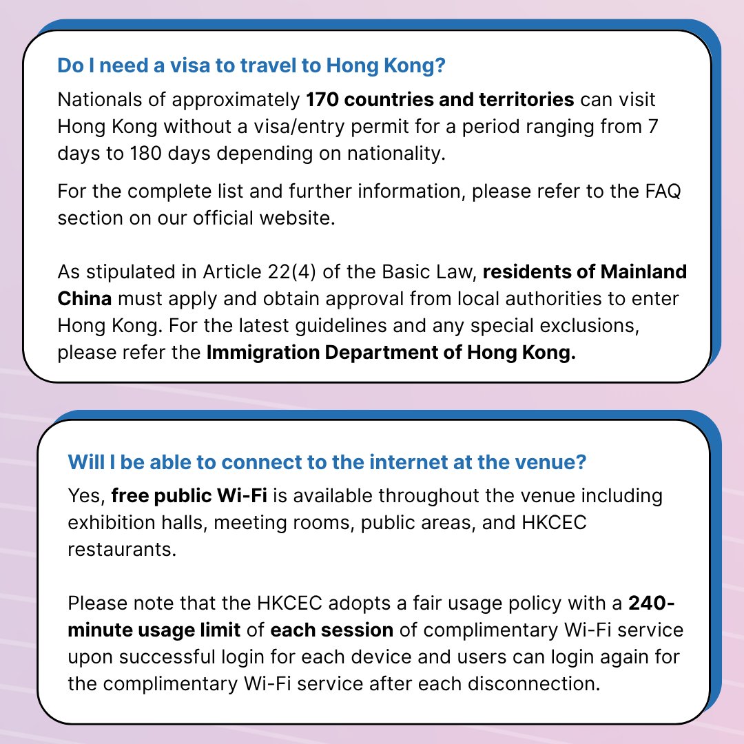 SIGGRAPHAsia's tweet image. 🎉 Heading to #SIGGRAPHAsia2025 in Hong Kong?
We’ve answered your top FAQs to help you prepare your visit! ✅
💡 More questions?
🔗 Full list: bit.ly/sa25-faqs
📩 DM us or email registration_asia@siggraph.org
#ComputerGraphics #InteractiveTech #GenerativeRenaissance