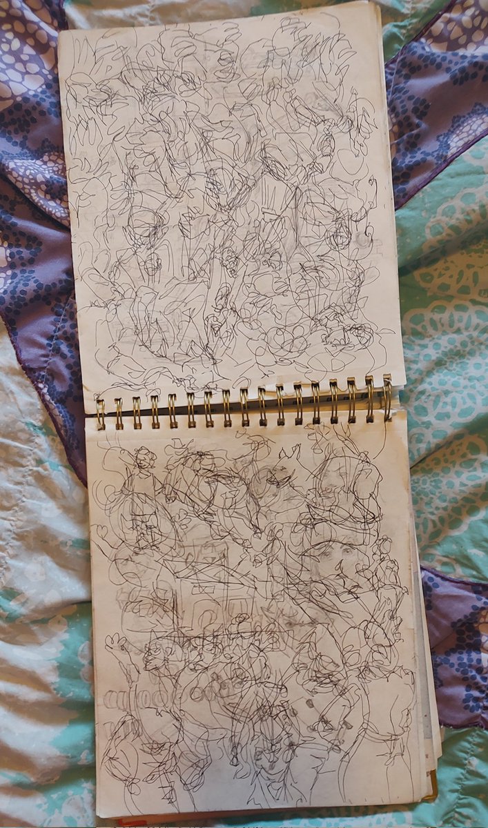 ellathon22's tweet image. Just realized a majority of my sketchbook looks like this 😭