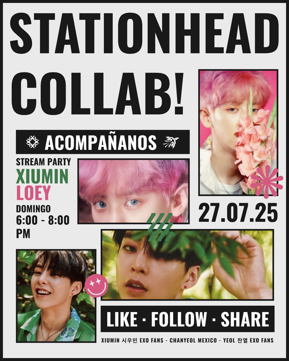 XiuEXOFans's tweet image. 🍒 STATIONHEAD XIU & YEOL ❄️
¡EXO-L te invitamos al stream party de este fin de semana!
📅 Domingo 27 de julio 2025
⏰️ 6:00 - 8:00 PM
📍stationhead.com/xiuminexofans
¡Únete a nosotrxs!
#XIUMIN #CHANYEOL #EXO #weareoneEXO #시우민 #찬열 #엑소 @XIUMIN_INB100 @weareoneEXO