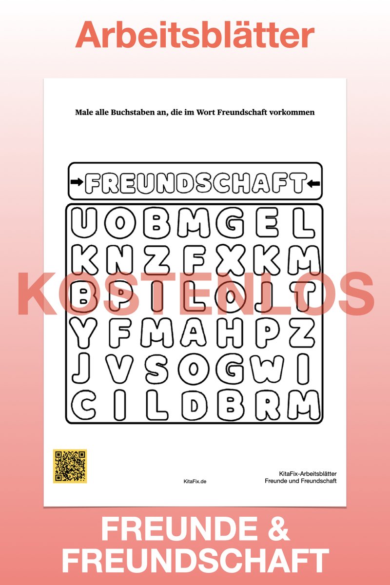 Freundschaft ist eine der grundlegendsten Erfahrungen, die ein Kind in seinem Leben machen kann. Sie ist ein unsichtbares Band, das Menschen verbindet und ihnen das Gefühl von Zugehörigkeit, Sicherheit und Vertrauen vermittelt.

KitaFix.de/kostenlos