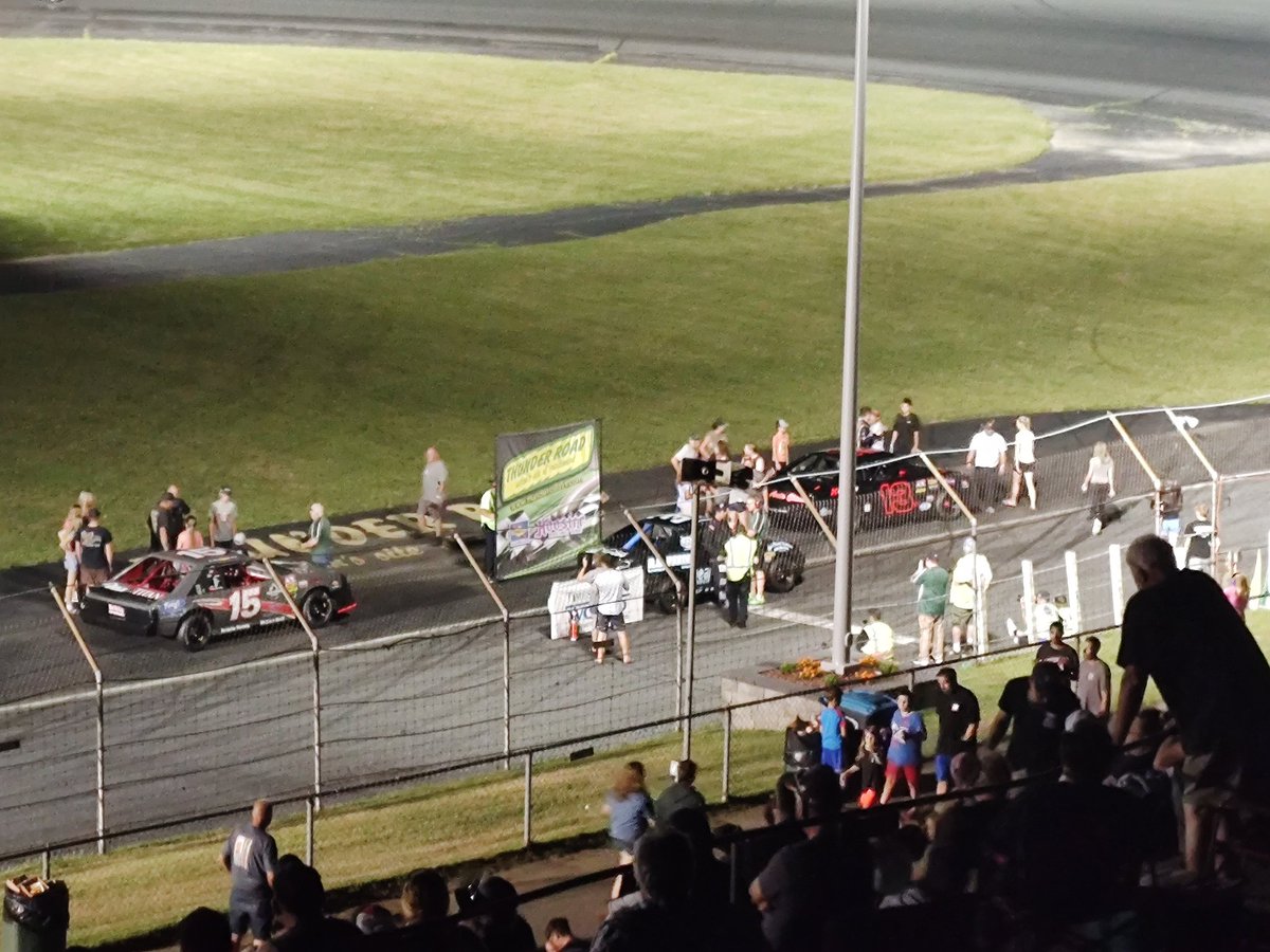Tyler Wheatley nabs the mid season championship at Thunder Road over Haiden Morris and Haiden Bushey in the street Stocks.
