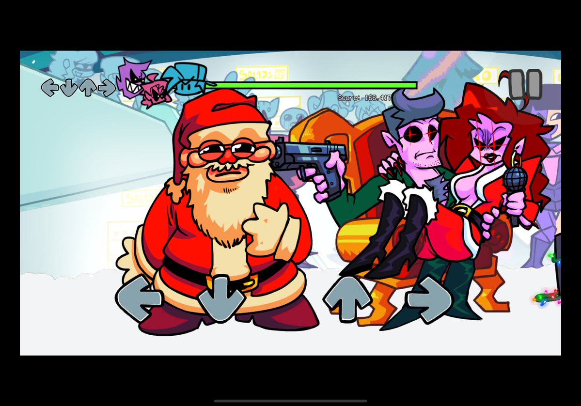 STAR41E's tweet image. Played the mobile version, they killed santa :β(
#FNF #fridaynightfunkinmobile #FridayNightFunkin