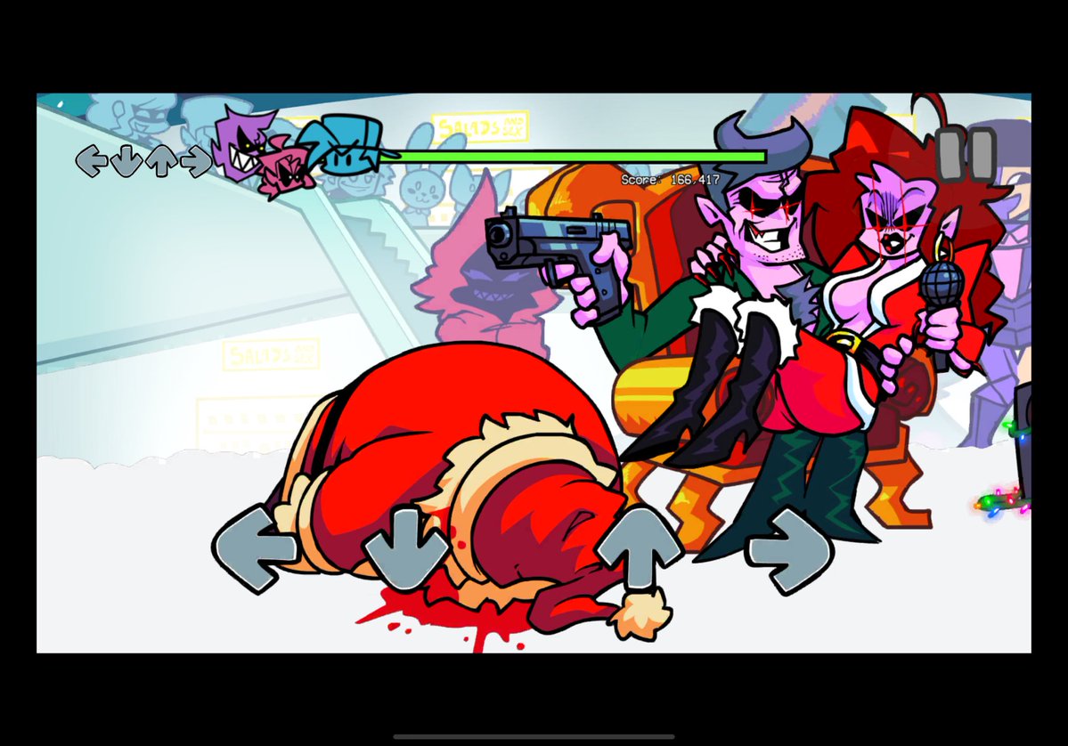 STAR41E's tweet image. Played the mobile version, they killed santa :β(
#FNF #fridaynightfunkinmobile #FridayNightFunkin