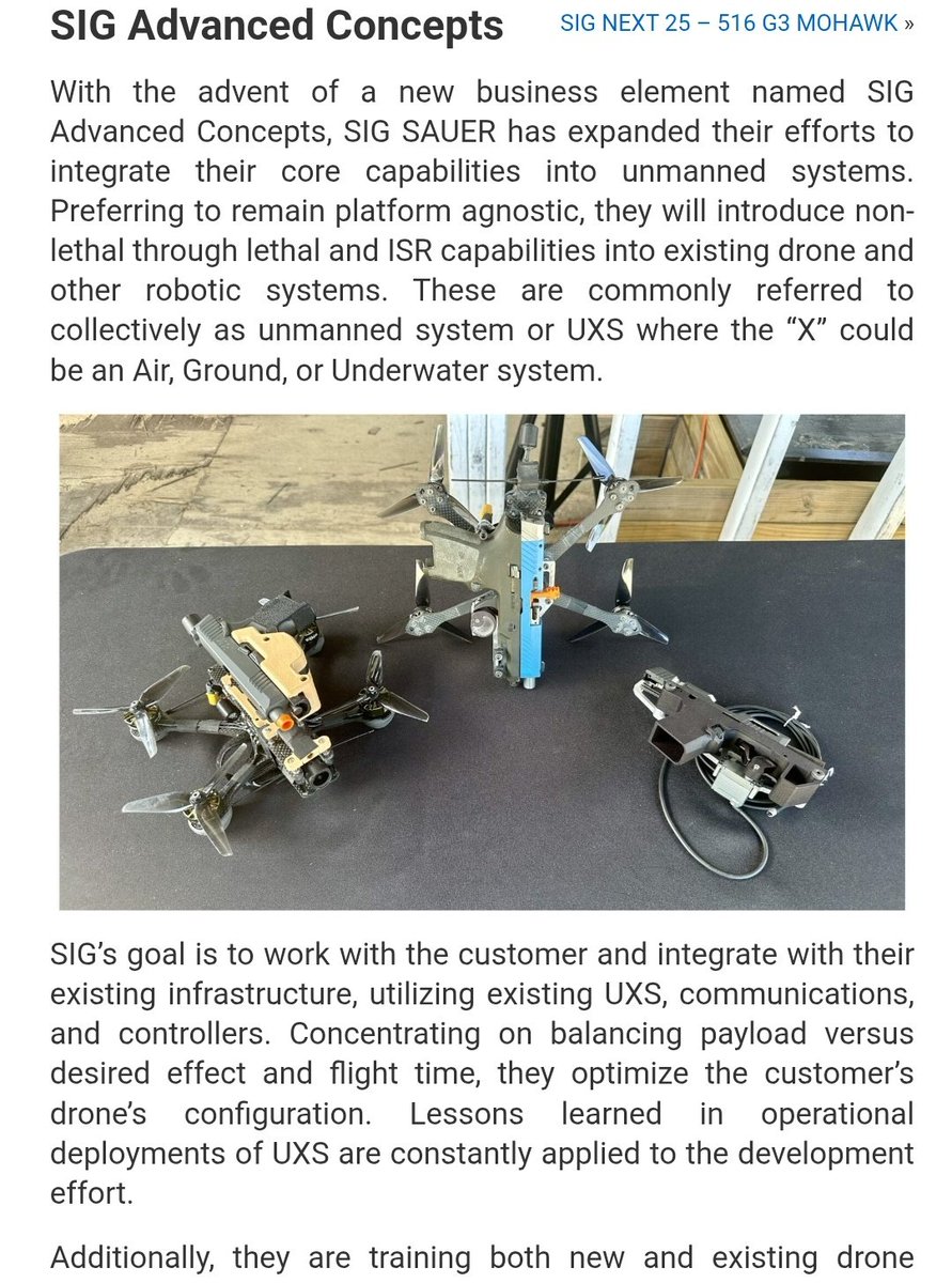 YukonK9's tweet image. Many don't know this, Sig Sauer actually bought a defense robotics company and have been developing weaponized drones.
Would you trust a Sig drone ☠️??