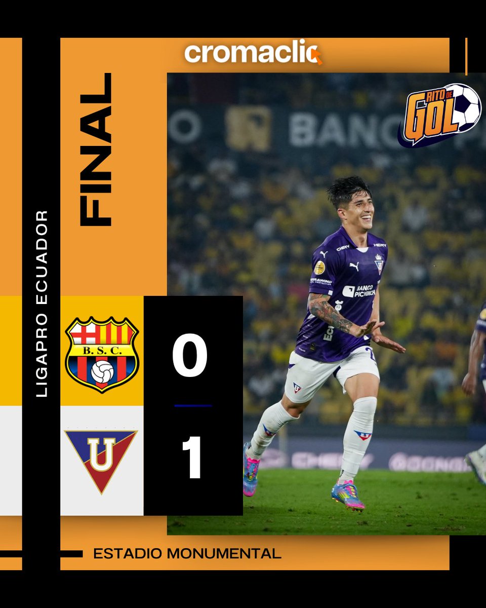 Cromaclictv1's tweet image. ¡LE TRAJO LAS COPAS Y SE LLEVÓ EL TRIUNFO! 🏆⚪️⚽️
#LDUQ derrotó 1-0 a #BarcelonaSC en el estadio Monumental.
⚽️ Fernando Cornejo
#GritoDeGol #BSC #LIGA #BarcelonaLIGA #LigaEcuabet