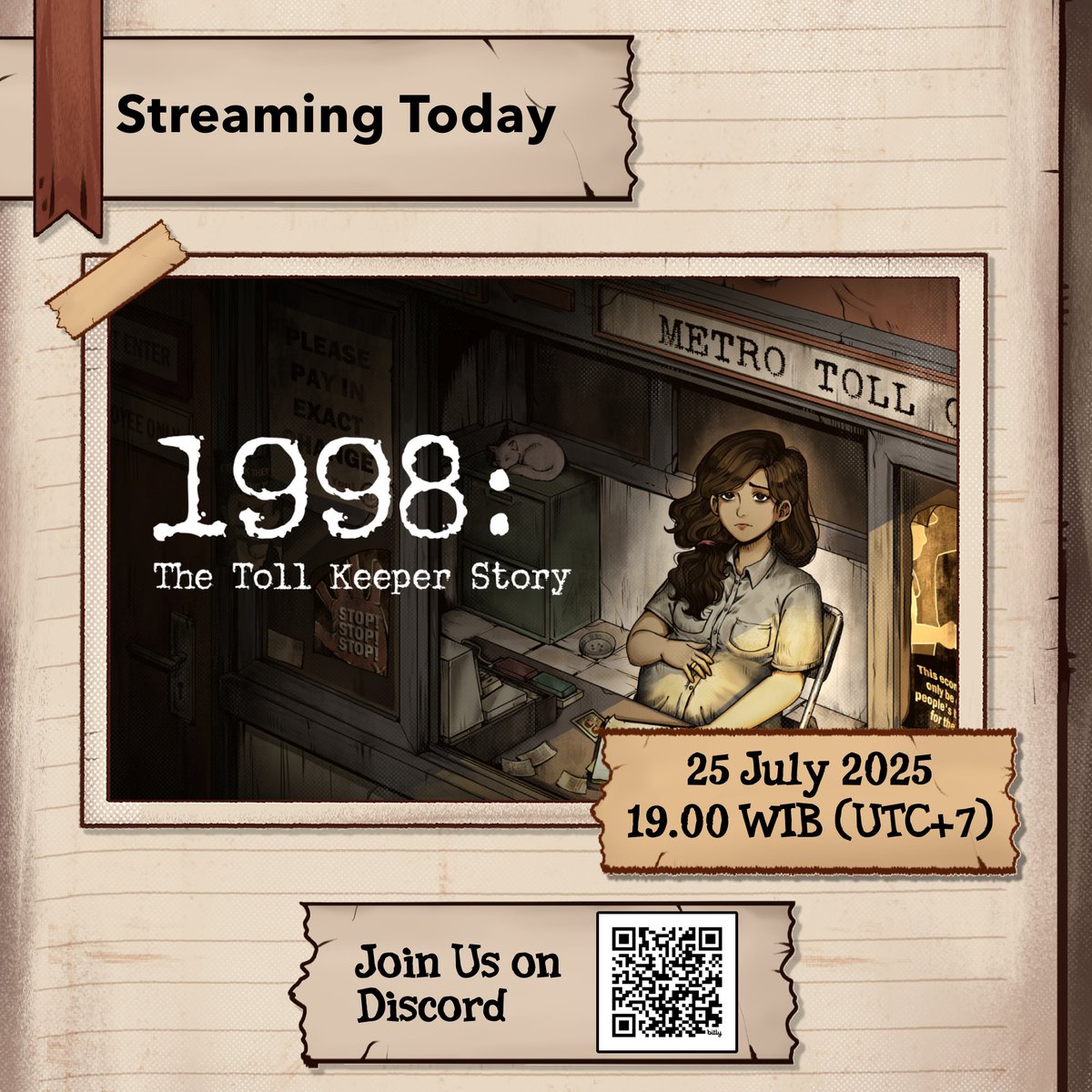 gchangerstudio's tweet image. The present is bleak, the future is uncertain.
See the process behind the creation of 1998: The Toll Keeper Story on today's Devstream on Discord, tonight at 7 PM UTC+7
bit.ly/GCS-discord