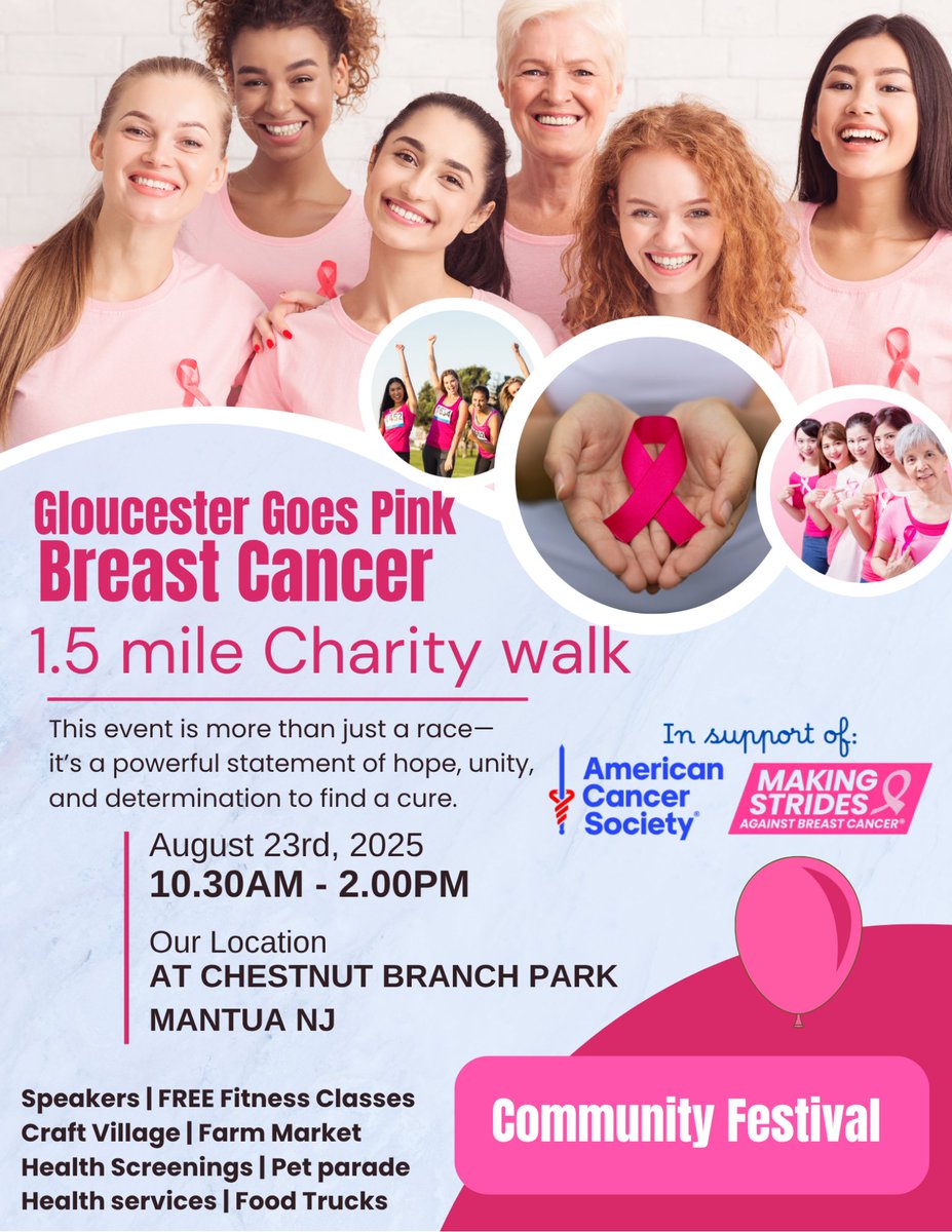PCOSGurl's tweet image. Please follow my new account @GlocoGoesPink to support the 2nd Annual Gloucester Goes Pink Campaign to end #BreastCancer in South Jersey as we know it, for everyone.
Come join us on August 23rd for our community festival in Mantua, NJ
#Cancer #support #fundraising #festival