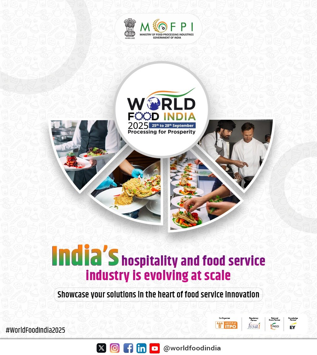 India's hospitality and food service sector is advancing rapidly with innovative solutions. Position your brand at the core of the HoReCa sector at #WorldFoodIndia2025, connecting with global leaders to drive sustainability, nutrition &amp; cutting-edge food service excellence.