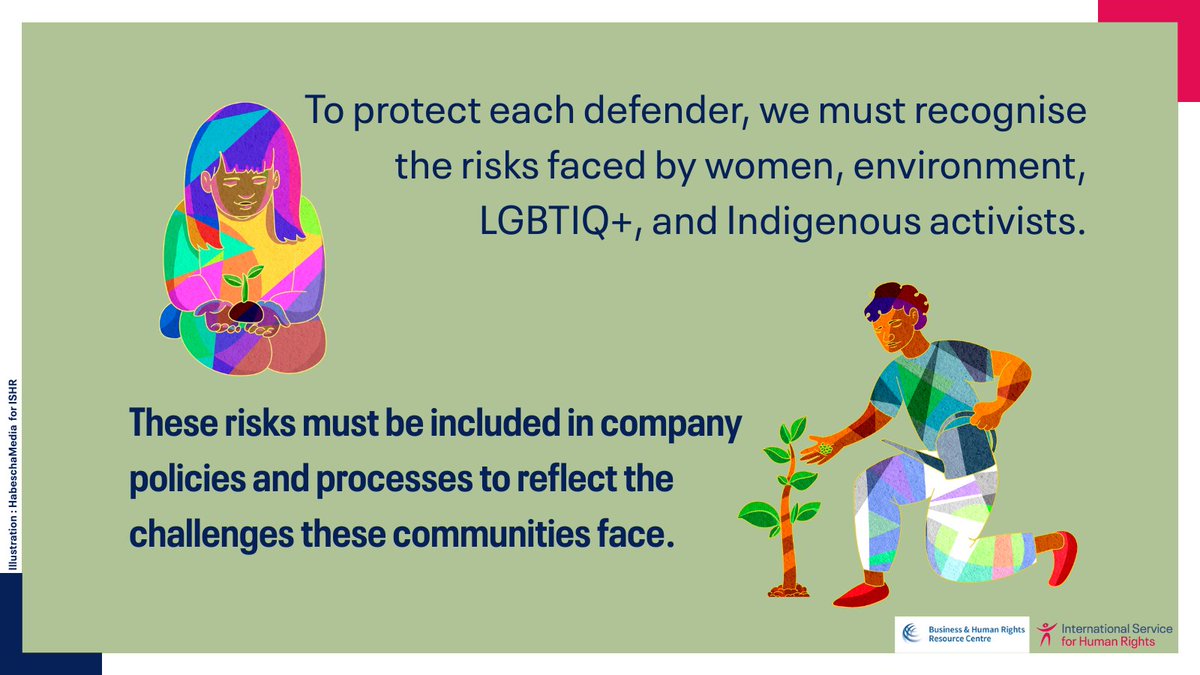 ISHRglobal's tweet image. How can States and companies better protect human rights defenders' work? 🧐 Check out some of the key actions from our latest report with @BHRRC: 'Business frameworks and actions to support human rights defenders.'
╰┈➤ Download our retrospective to learn more:…