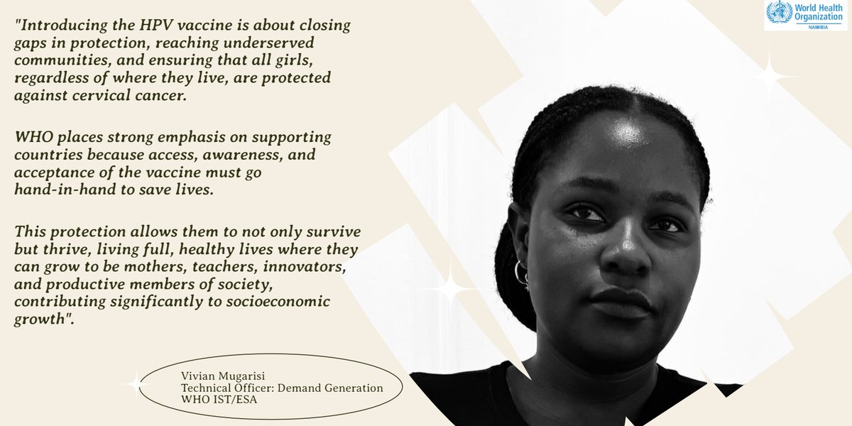 WHO Namibia (@whonamibia) on Twitter photo Namibia will make the #HPV vaccine available in all public health facilities from 4 August 2025 for girls aged 9-14 years.
<a href="/WHONAMIBIA/">WHO Namibia</a> is supporting the <a href="/MhssNamibia/">MHSS_Namibia</a> and has deployed technical experts in vaccine-preventable diseases, including 4 specialists from the Namibia will make the #HPV vaccine available in all public health facilities from 4 August 2025 for girls aged 9-14 years.
<a href="/WHONAMIBIA/">WHO Namibia</a> is supporting the <a href="/MhssNamibia/">MHSS_Namibia</a> and has deployed technical experts in vaccine-preventable diseases, including 4 specialists from the