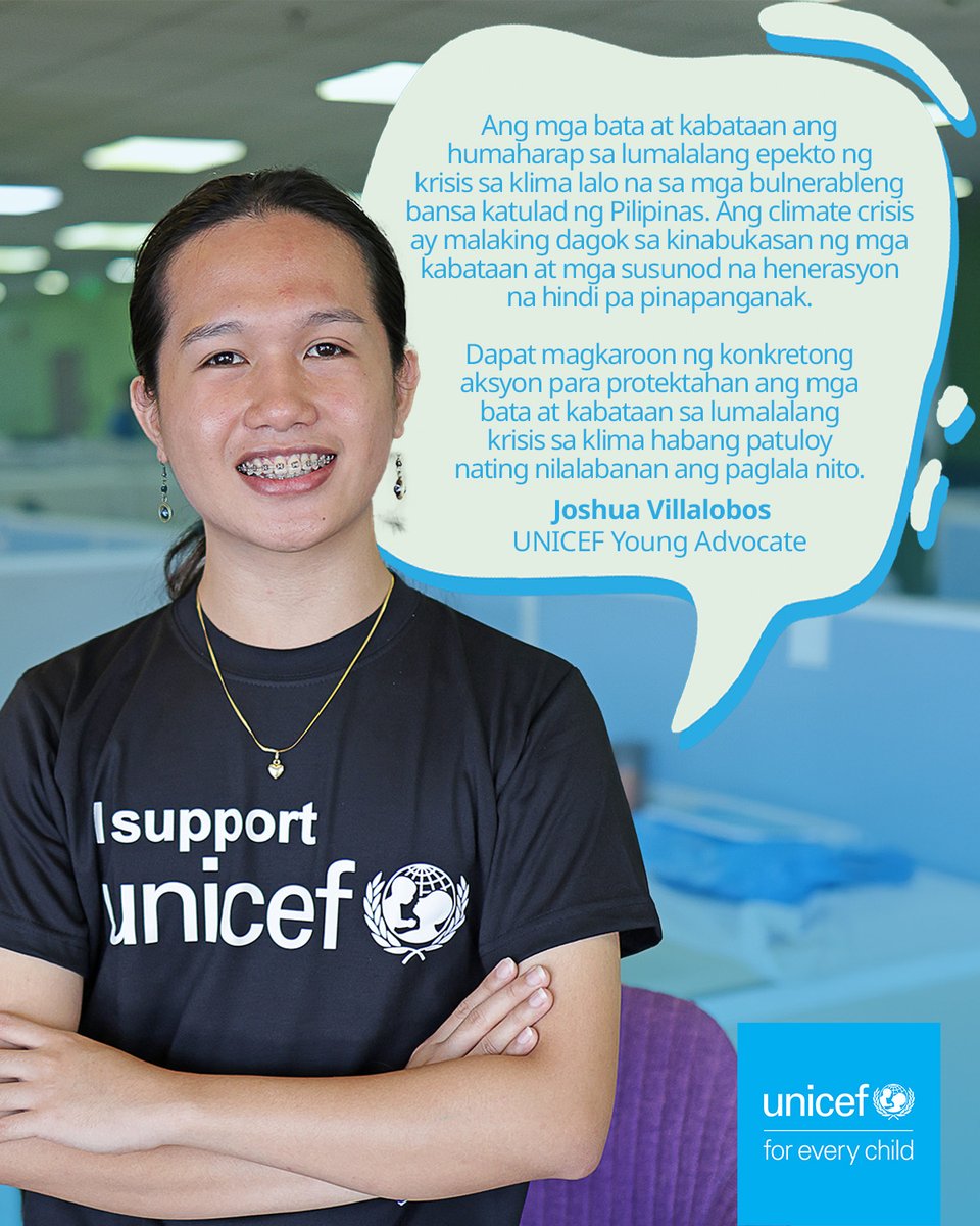 unicefphils's tweet image. 📣 The voices of our future are speaking out loud and clear. It’s time to act NOW. #ClimateAction cannot wait.

#Habagat #HabagatPH #CrisingPH #DantePH #EmongPH #ForEveryChild
