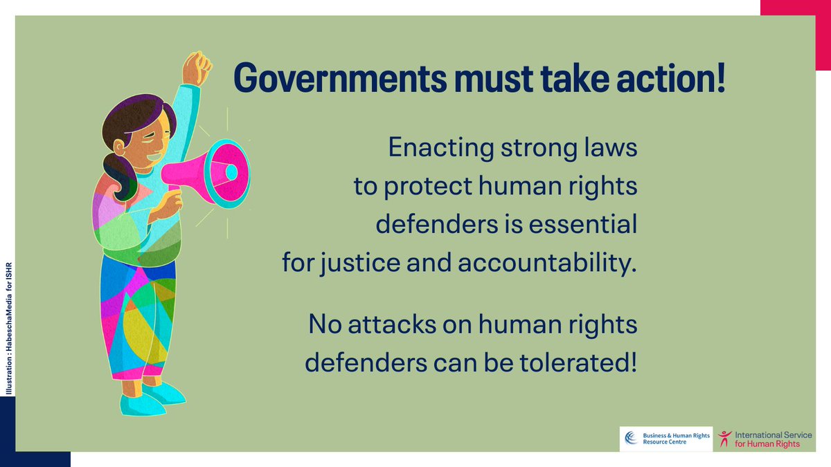 ISHRglobal's tweet image. How can States and companies better protect human rights defenders' work? 🧐 Check out some of the key actions from our latest report with @BHRRC: 'Business frameworks and actions to support human rights defenders.'
╰┈➤ Download our retrospective to learn more:…