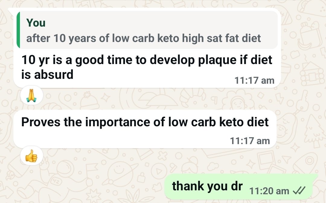 Comment from an MD DM (card) - interventional cardiologist on the 10 years LCHF and clear CT Angiography 
👇👇