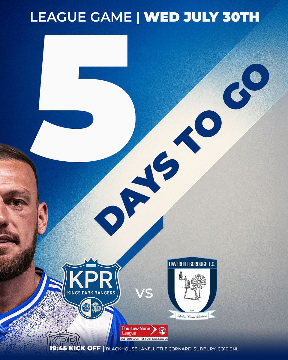 KingsParkRFC's tweet image. 𝗦𝗮𝘃𝗲 𝘁𝗵𝗲 𝗱𝗮𝘁𝗲!
📆 Wednesday 30th July 2025!
Our first ever game at step 6.
And there is only 5 days to go.
We want you all to be there for the biggest occasion in the clubs short history.
🏟️ @CornardUtdFC Blackhouse Lane, Gt Cornard, CO10 0NL.
#UppaKings 🥳…