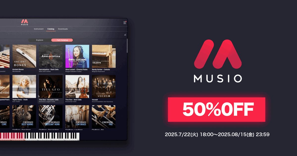 MLKEY_official's tweet image. ／
8月15日まで！
#Cinesamples Musio SALE！
＼

👉musicland.co.jp/fs/musiclandke…

世界中のアーティストやコンポーザーに愛用されるサンプルライブラリメーカーが開発した70種類以上のタイトルとSONY MGM STUDIO収録ライブラリを含む2,000を超える楽器を集結させたバンドル「Musio」が今なら50％OFF🔥