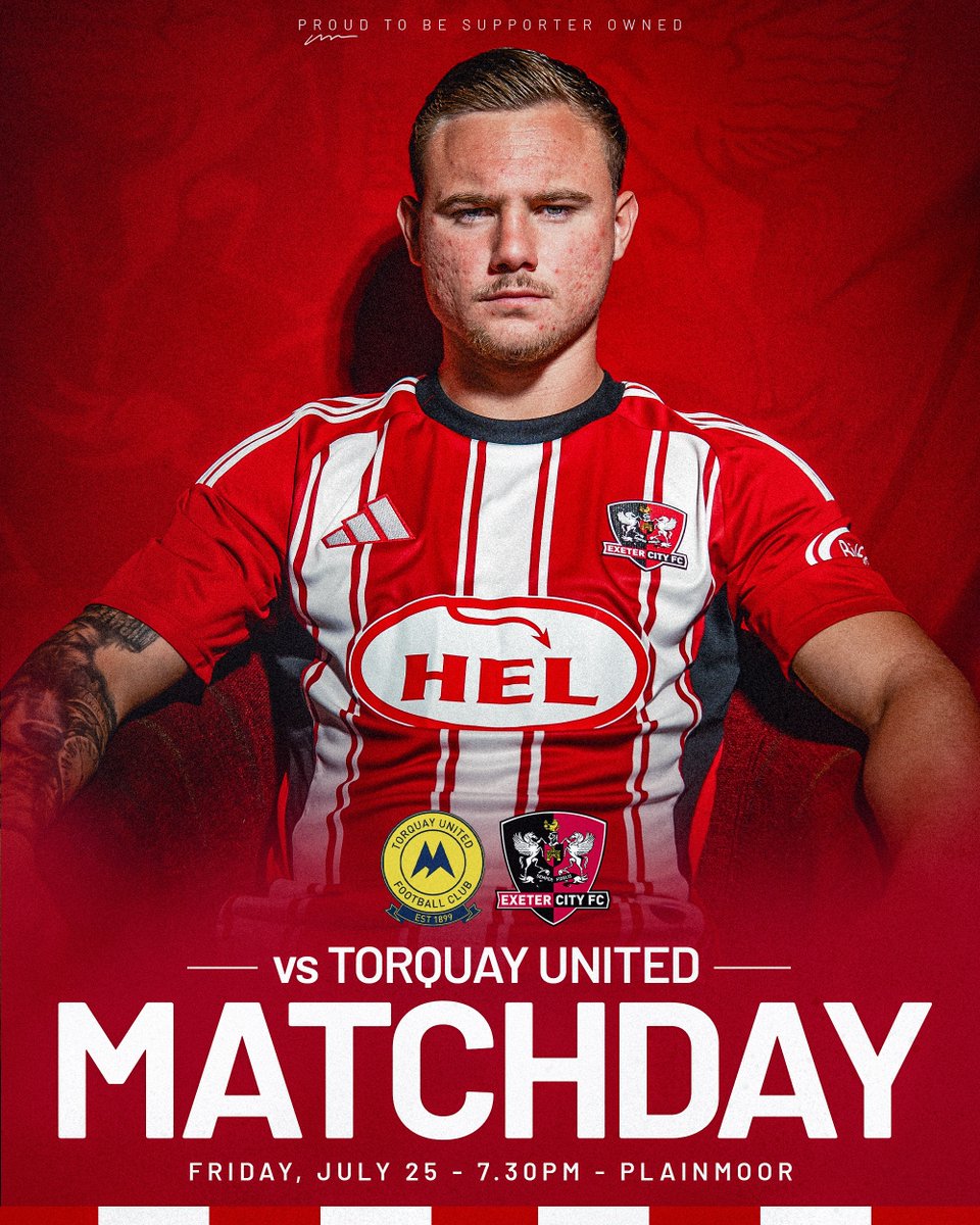Exeter City FC (@officialecfc) on Twitter photo Your double matchday weekend starts here...
🆚 <a href="/TUFC1899/">Torquay United FC</a>
🏟️ Plainmoor
🕢 7.30pm
🎟️ Still available ➡️ exetercityfc.co.uk/torquaytix25
Up the City! 🔴⚪️
#ECFC #SemperFidelis Your double matchday weekend starts here...
🆚 <a href="/TUFC1899/">Torquay United FC</a>
🏟️ Plainmoor
🕢 7.30pm
🎟️ Still available ➡️ exetercityfc.co.uk/torquaytix25
Up the City! 🔴⚪️
#ECFC #SemperFidelis